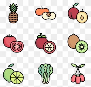 Icons Free Vector Fruits And Vegetables - Cartoon Fruits And Vegetables Png Clipart