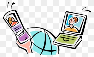 Vector Illustration Of Colleagues Communicate Via Mobile Clipart