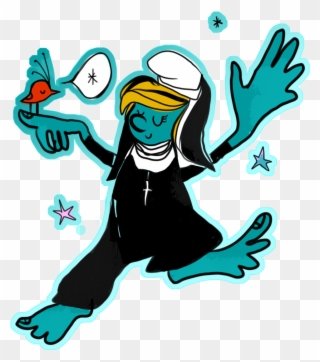 Smurfette As A Nun / Illustration By Becka Gruber / Clipart
