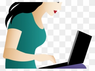 Laptop Clipart Professional Woman - Girl Using Computer Clipart - Png Download