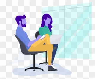 Coworkers Looking At A Computer Screen Together - Sitting Clipart