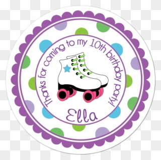 Roller Skate Wide Polka Dot Border Personalized Sticker - Nanas Kitchen Clipart