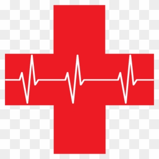 Medium Image - Red Cross With Heartbeat Clipart