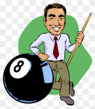 Vector Illustration Of Game Of Pocket Billiards Pool - Cartoon Pool Player Clipart