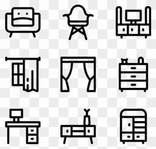 Interior Design - Date Time Location Icons Clipart