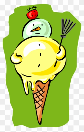 Vector Illustration Of Gelato Ice Cream Cone Snowman - Ice Cream Cone Clipart