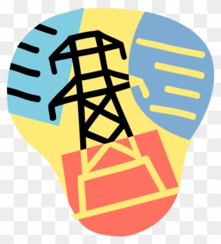 Vector Illustration Of Electricity Power Energy Transmission Clipart