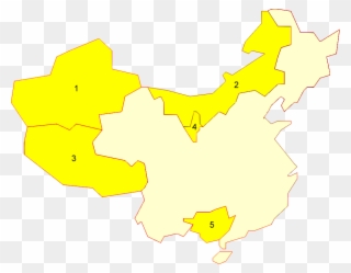 China Autonomous Regions Numbered - China Five Autonomous Regions Clipart