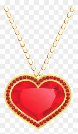 Free Png Red And Gold Heart Pendant Png - Necklace Clipart Transparent Background