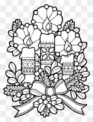 Coloring Page Of Christmas Candle With Chrismast And - Christmas Colouring Pages Free Clipart
