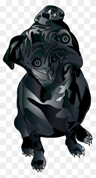 Black Pug - Illustration Clipart