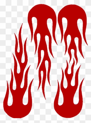 Red Tall Flames 4" X 5 3/8" Reflective Vinyl - Illustration Clipart