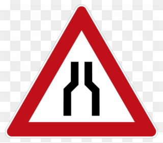 Narrow Roadway Ahead - Achtung Icon Clipart
