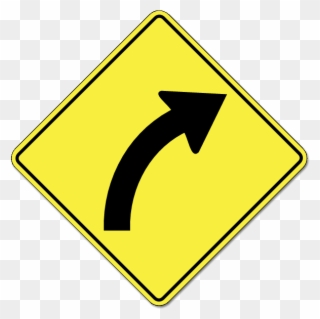 Which Sign Indicates The Road Makes A Sharp Turn To - Right Turn Road Sign Clipart