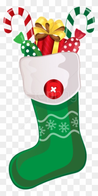 Free Png Christmas Green Stocking With Candy Canes - Green Christmas Stocking Png Clipart