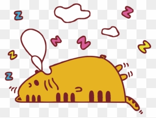 Cat Wall Sticker Clip Art Cartoon Cute Lazy Cat Sleeping - Lazy Cat Clipart - Png Download