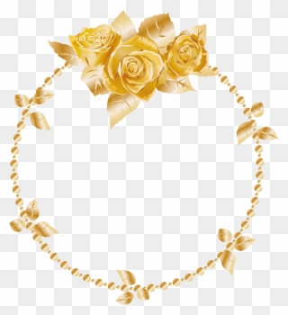 #rose #oses #wreath #gold #header #border #frame #decor - Gold Rose Border Frame Clipart
