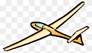 Vector Illustration Of Glider Heavier Than Air Aircraft - Cartoon Glider Clipart
