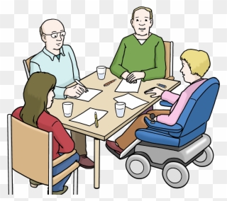 Viele Mitarbeiter Arbeiten Zusammen - Menschen Am Tisch Zeichnen Clipart