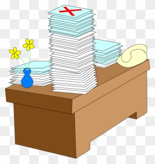 Clipart Teacher Desk - Stacks Of Paper - Png Download