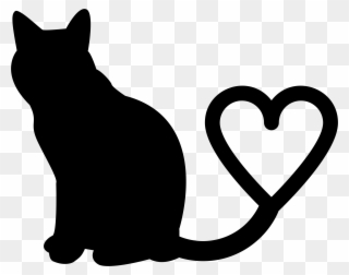 Clipart - Two Cats Silhouette Tail Heart - Png Download