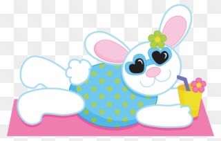 Summer Bunny Sommer Cliparts, Strand Pool, Am Strand, - Clipart Bunny At The Beach - Png Download