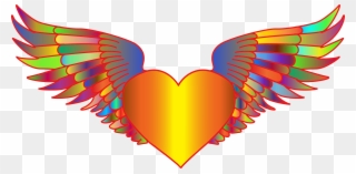 Prismatic Flying Heart - Portable Network Graphics Clipart