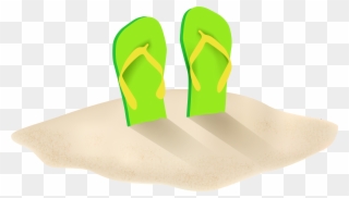 Green Flip Flops, Decorating Flip Flops, Clipart Images, - Flip Flop In Sand Clipart - Png Download