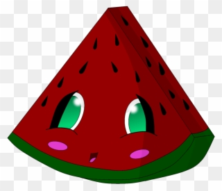 Cute Watermelon Cartoon Drawing - Watermelon Clipart With Face - Png Download