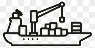 Marine - Line Art Container Ship Clipart