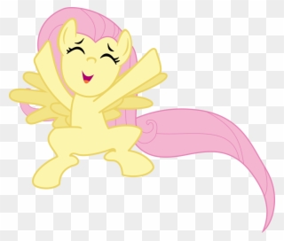 Cute, Eyes Closed, Fluttershy, Happy, Jumping, Open - My Little Pony Fluttershy Jump Clipart