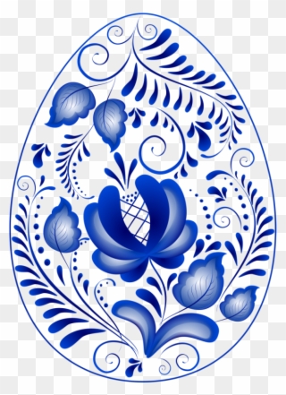 Folk Art Zhostovo, Zhostovo Style, Gzhel,khokhloma, - Russian Folk Art Blue Flower Clipart