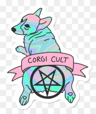 Corgi Cult Witchy Dog Hologram 90s Print - Dog Clipart