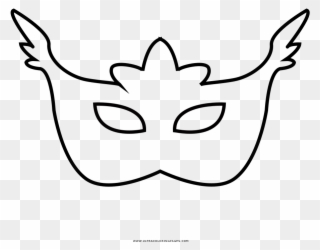 Carnaval Mask Coloring Page - Line Art Clipart