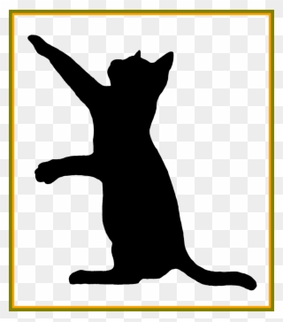 Appealing Kitten Silhouette Pencil And In Color - Cat Jumps Clipart
