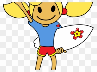 Surfer Clipart Female Surfer - Clipart Surfing Boy And Girl - Png Download