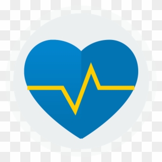 Icon Of A Heart With An Ekg Line Going Through It - Circle Clipart