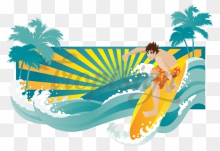 Surfer Male Tropisign A Collection Of Tropical - Illustration Clipart