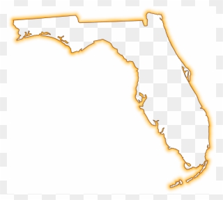 A Yellow-orange Glow Outline Map Of Florida - 850 Strong Clipart