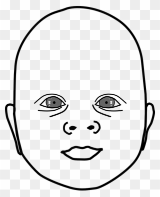 White Hair Clipart Child Face - Baby Face Black And White Cartoon - Png Download