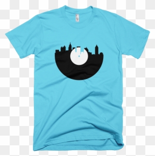City Skyline Music Record Design T-shirt - T-shirt Clipart
