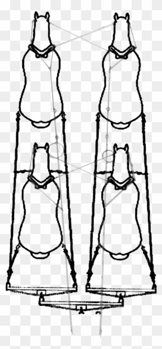 Multiple Hitching With One Set Of Lines - Line Art Clipart