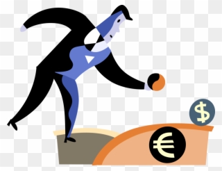 Vector Illustration Of Businessman Plays Bocce Bocci - Cartoon Clipart