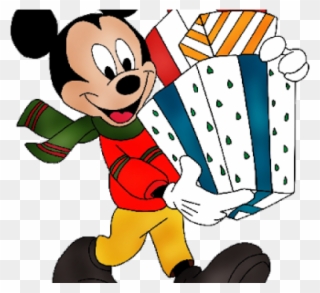 Christmas Clipart Clipart Winter - Mickey Mouse Christmas Present - Png Download