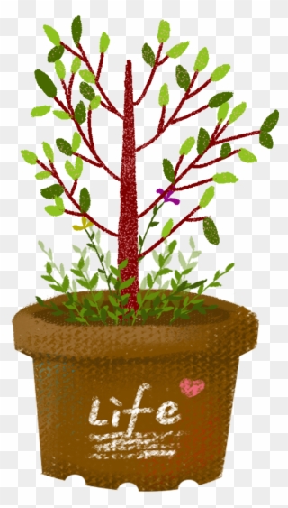 Hand Drawn Wind Cartoon Plant Flowers Trees Png And - Flowerpot Clipart