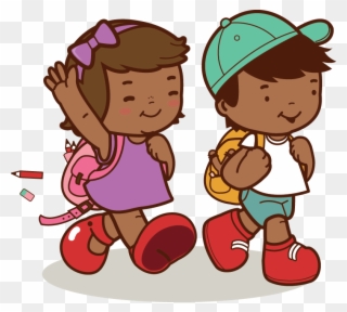 African American Kids Walk To School - Go To School Clipart Png Transparent Png