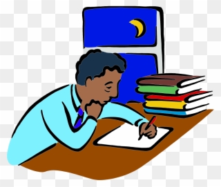 Weary Man Writing At Night - Break The Habit Of Avoiding Studying Clipart