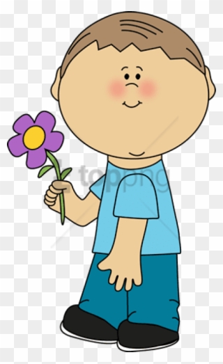 Free Png Boyflower - Boy With Flower Clipart Transparent Png