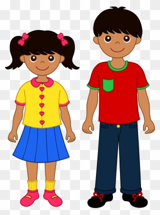Clipart Of Child, Brother And Sister - Hispanic Kid Cartoon - Png Download