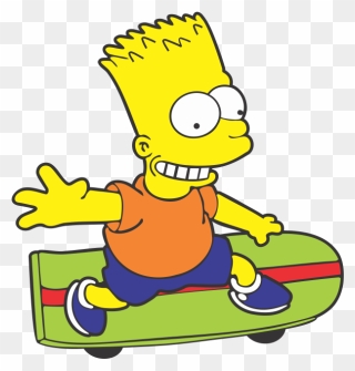 Bart Simpson Skate Pura Arte Adesivos - Bart Simpson Skateboarding Clipart